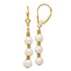 Image 1 : 14k Yellow AU White Semi-round Pearl Leverback Earrings - 5-6 mm