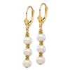 Image 2 : 14k Yellow AU White Semi-round Pearl Leverback Earrings - 5-6 mm