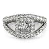 Image 1 : Natural 1.85 ctw Princess Diamond Halo Ring 14k White Gold