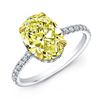 Image 1 : Natural 2.12 CTW Halo Canary Light yellow Oval Cut Diamond Ring 18KT Two-tone