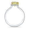 Image 4 : Natural 2.12 CTW Halo Canary Light yellow Oval Cut Diamond Ring 18KT Two-tone
