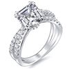 Image 1 : Natural 2.17 CTW Asscher Cut Cross Over Diamond Engagement Ring 14KT White Gold