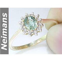 Antique .75 ct Aquamarine, Sapphire & Diamond Ring 14kt