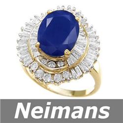 USGL Certified 1.00 ct Sapphire & Diamond Ring 14k Gold