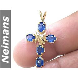 1.00 ct Sapphire & Diamond Ring 14kt Gold CERT