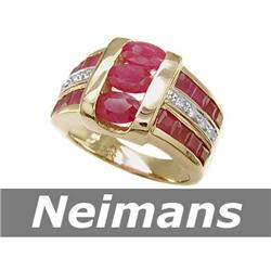 Antique 3.25 ct Certified Ruby & Diamond Ring 14kt Gold