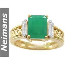 Antique 2.75 ct Certified Emerald & Diamond Ring 14kt