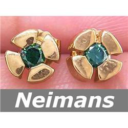 Certified .25 ct Blue Diamond Stud Earrings 14kt Gold