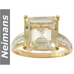 USGL Certified 4.00 ct Citrine & Diamond Ring 14kt Gold