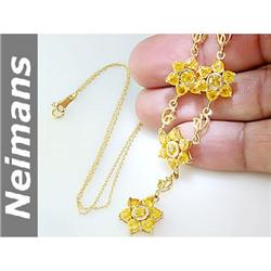 Estate 7.25 ct Yellow Sapphire Necklace 14kt Gold CERT