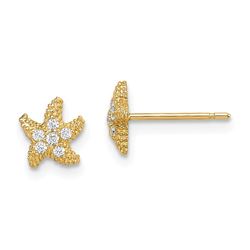 14k Cubic Zirconia Starfish Post Earrings - 41 mm