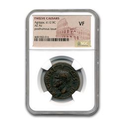 Roman AE As Emperor Agrippa (12 BC) VF NGC