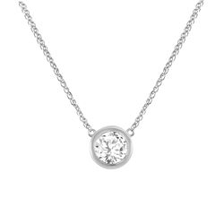 Natural 1.28 CTW Queen Bezel Diamond Pendant Necklace 14KT White Gold