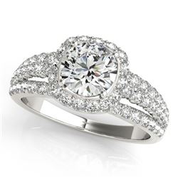 Natural 2 ctw Diamond Solitaire Halo Ring 14k White Gold