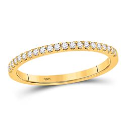 14kt Yellow Gold Womens Round Diamond Wedding Single Row Band 1/6 Cttw