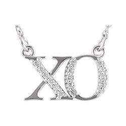 Natural 0.09 CTW Diamond "XO" Expression Pendant Necklace 18KT White Gold