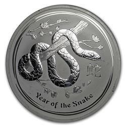 2013 Australia 10 oz Silver Year of the Snake (Abrasions)