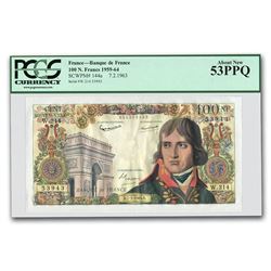1963 France 100 Nouveax Francs Napoleon AU-53 PPQ PCGS