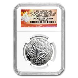2013 1 oz Silver Maple Leaf PF-70 NGC (ER, Piedford, 25th Anniv)