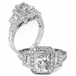 Natural 2.22 CTW Halo Radiant Cut Diamond Engagement Ring 14KT White Gold