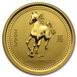 2002 Australia 1/10 oz Gold Lunar Horse BU (Series I)