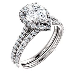Natural 2.02 CTW Halo Teardrop Pear Cut Diamond Engagement Set 18KT White Gold