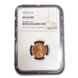 1936-S Lincoln Cent MS-66 NGC (Red)