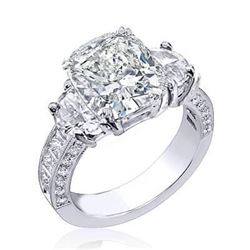 Natural 2.92 CTW Cushion Cut & Half Moons Diamond Ring 18KT White Gold