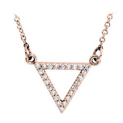 Natural 0.12 CTW Triangle Diamond Pendant Necklace 14KT Rose Gold