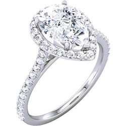 Natural 1.87 CTW Halo Pear Cut Tear Drop Diamond Engagement Ring 14KT White Gold