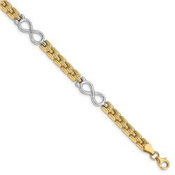 14K Two-tone Polished Infinity Bracelet - 7.5 in.