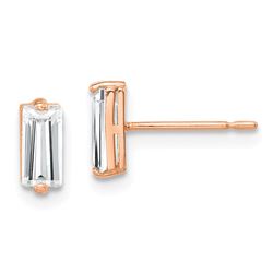 10K Rose Gold Polished Cubic Zirconia Stud Earrings - 51 mm