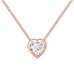 Natural 0.52 CTW Bezel Diamond Heart Necklace 18KT Rose Gold