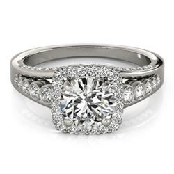 Natural 1.5 ctw Diamond Solitaire Halo Ring 14k White Gold