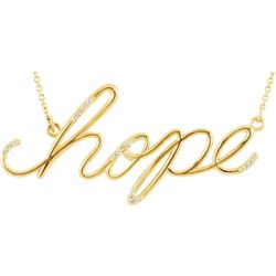 Natural 0.09 CTW Diamond "Hope" Expression Pendant Necklace 14KT Yellow Gold