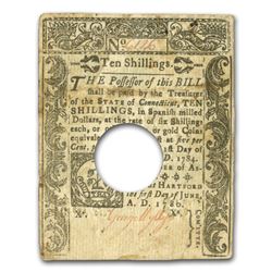 1780 10 Shillings Connecticut Currency 6/1/80 VF Cancelled