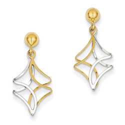 14k Two-tone Post Dangle Earrings