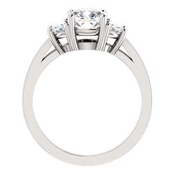 Natural 1.42 CTW Cushion Cut & Half moon Diamonds 3-Stone Ring 18KT Yellow Gold