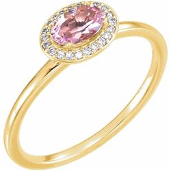 Natural 0.57 CTW Rose Morganite Halo Diamond Ring 14KT Yellow Gold