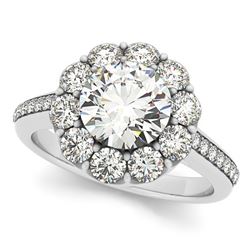 Natural 2 ctw Diamond Solitaire Halo Ring 14k White Gold