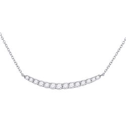 14kt White Gold Womens Round Diamond Curved Bar Necklace 3/4 Cttw