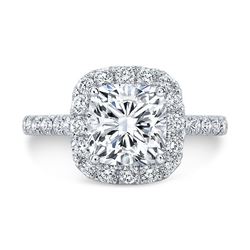 Natural 4.82 CTW Cushion Cut Halo Diamond Engagement Ring 14KT White Gold
