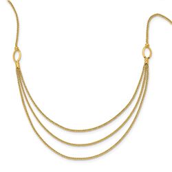 14k Yellow Gold Fancy Triple Link Necklace - 17 in.