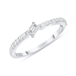 Natural 0.22 CTW Tilted Baguette Diamond Ring 14KT White Gold