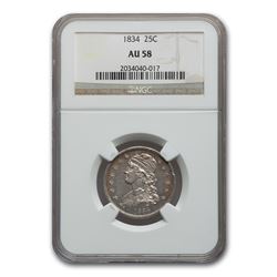 1834 Capped Bust Quarter AU-58 NGC