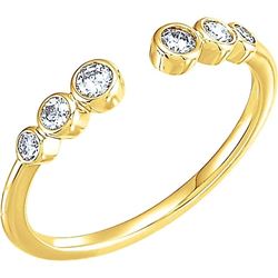 Natural 0.27 CTW Six Stone Stackable Bezel Diamond Cuff Ring 18KT Yellow Gold