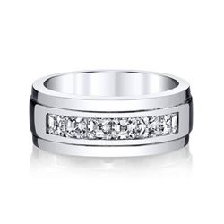 Natural 1.52 CTW Men's Asscher Cut Diamond Wedding Ring 18KT White Gold