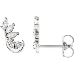 Natural 0.27 CTW Valley Marquise & Round Diamond Earrings 18KT White Gold