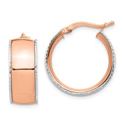 14k Rose & White Gold Polished Hoop Earrings - 2x19 mm