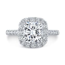 Natural 1.92 CTW Cushion Cut Halo Diamond Engagement Ring 14KT White Gold
